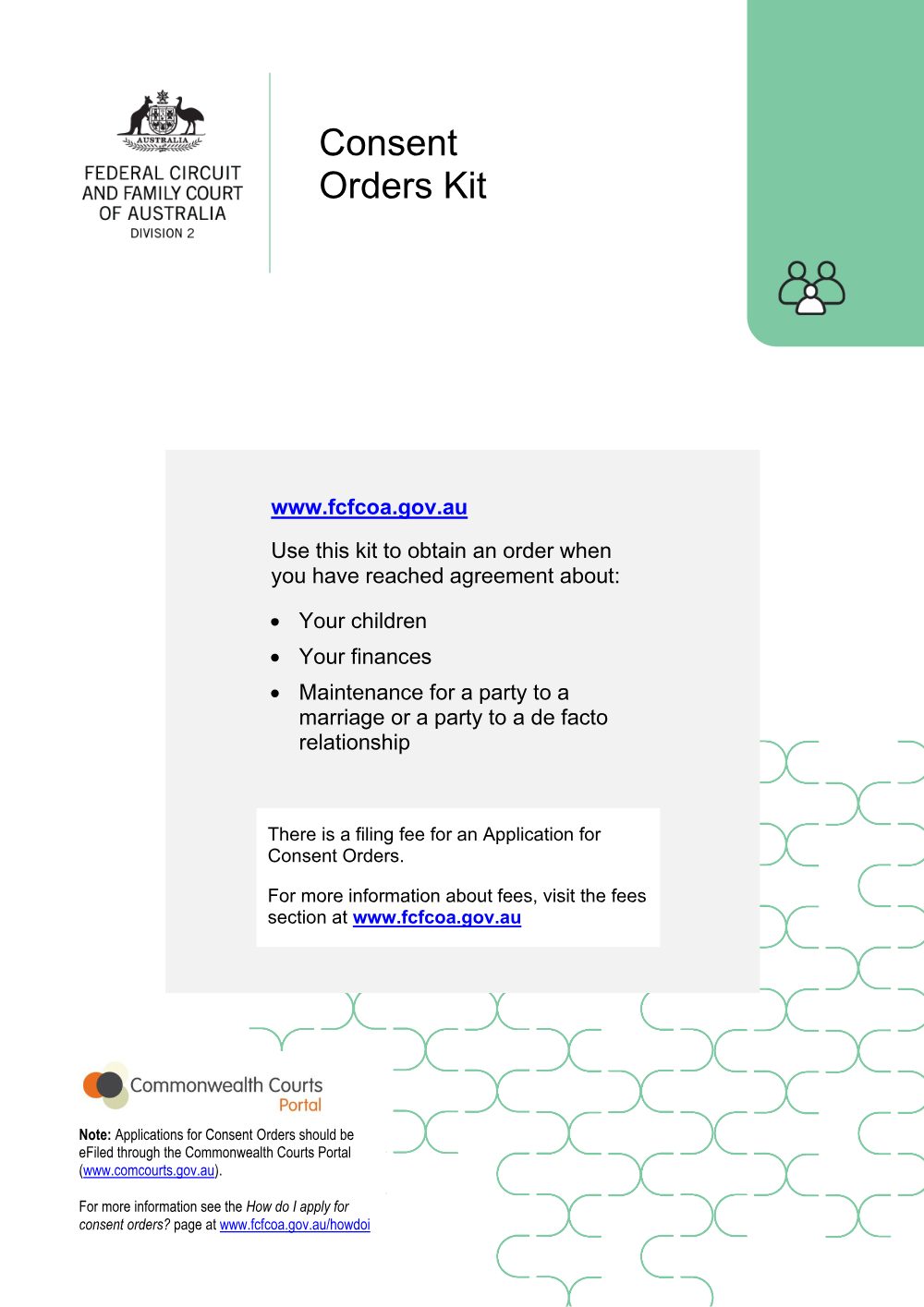 Preview of the first page of Application for consent orders (do it yourself kit)