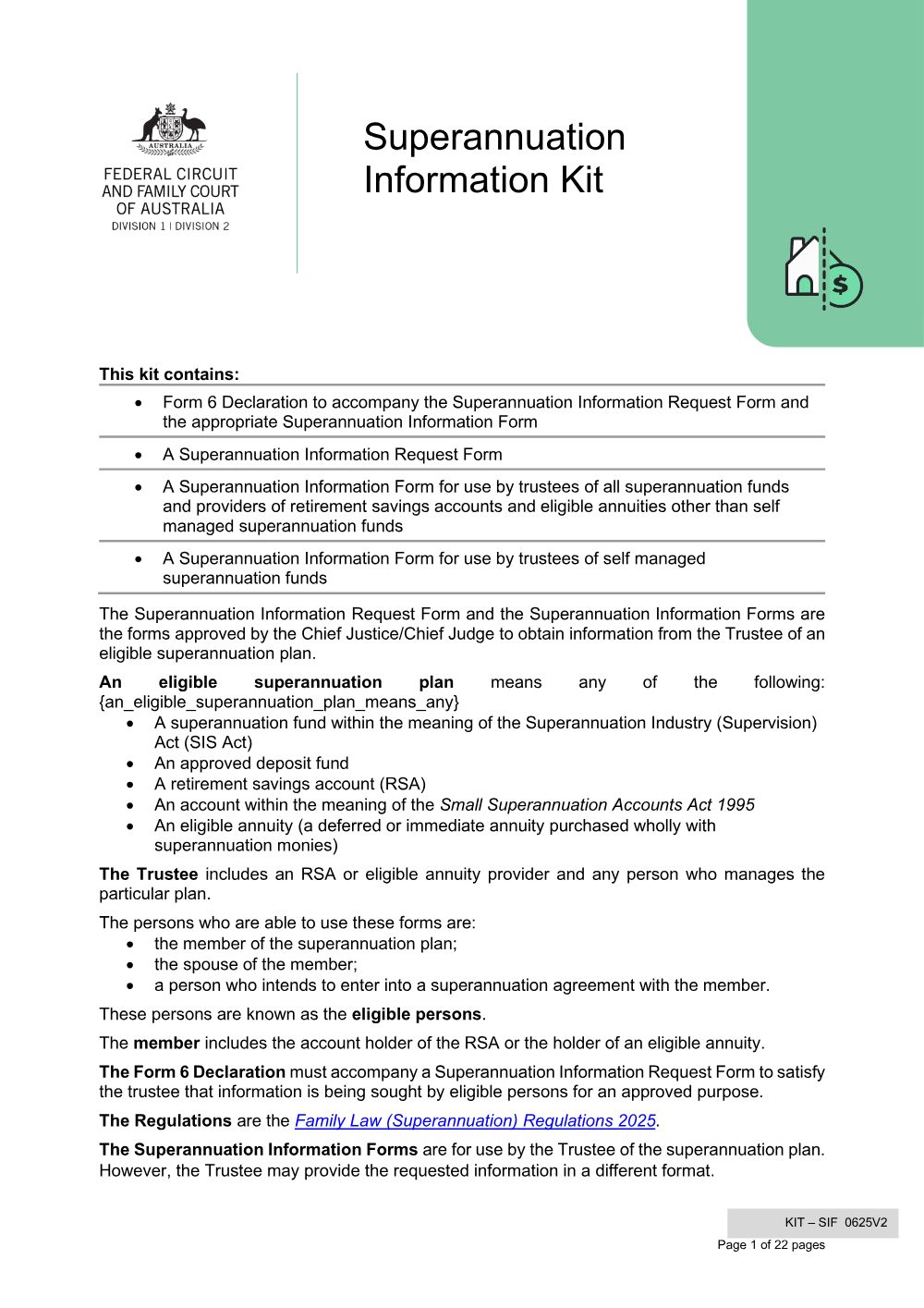 Preview of the first page of Superannuation Information Kit