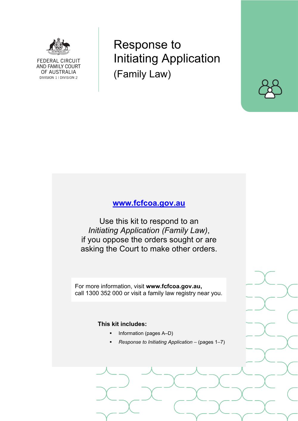 Preview of the first page of Response to Initiating Application (do it yourself kit)