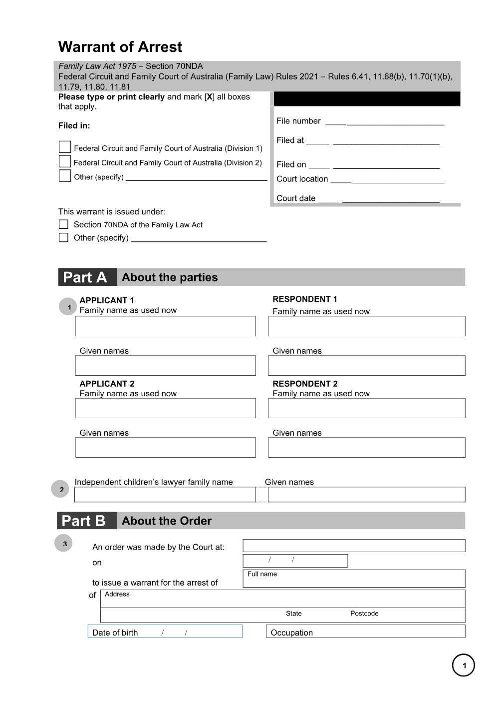 Preview of the first page of Warrant of arrest
