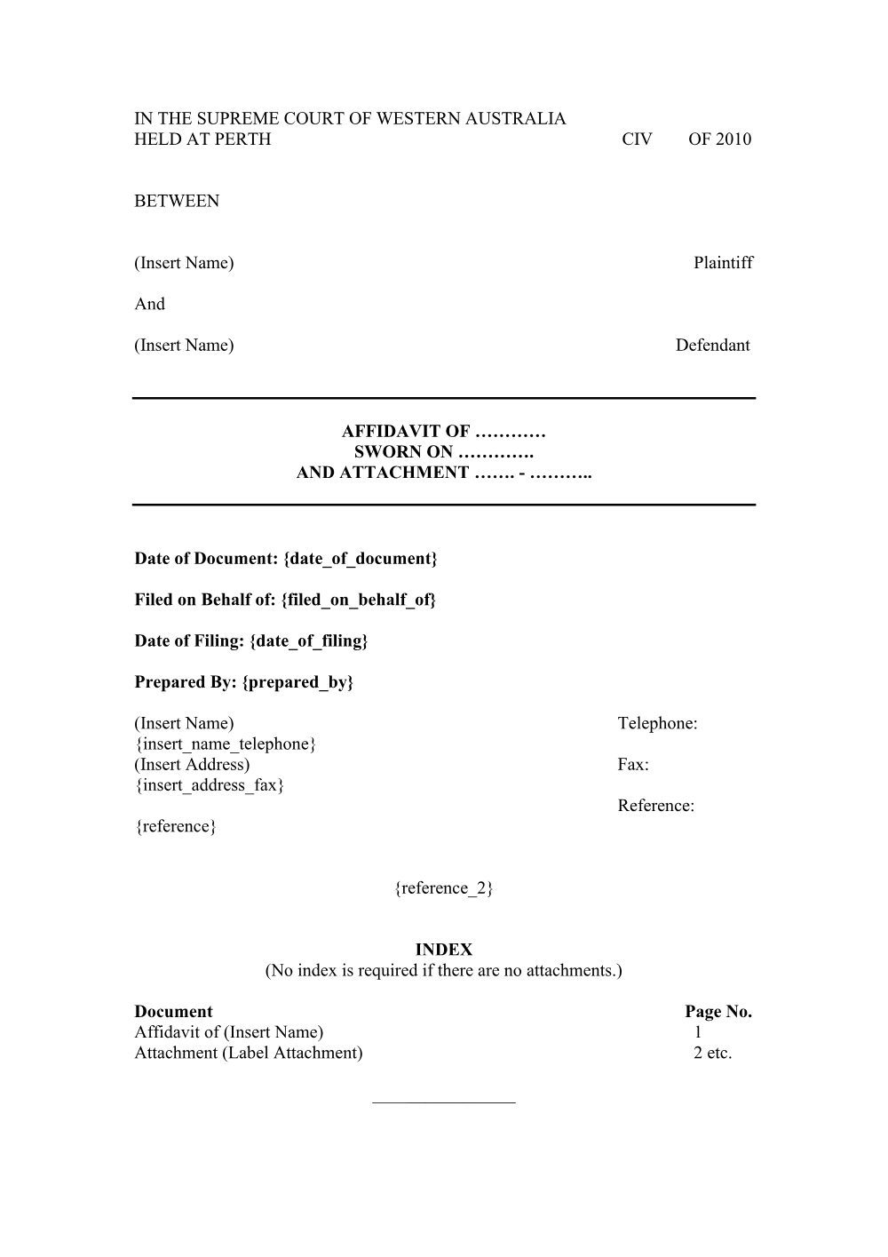 Preview of the first page of Affidavit