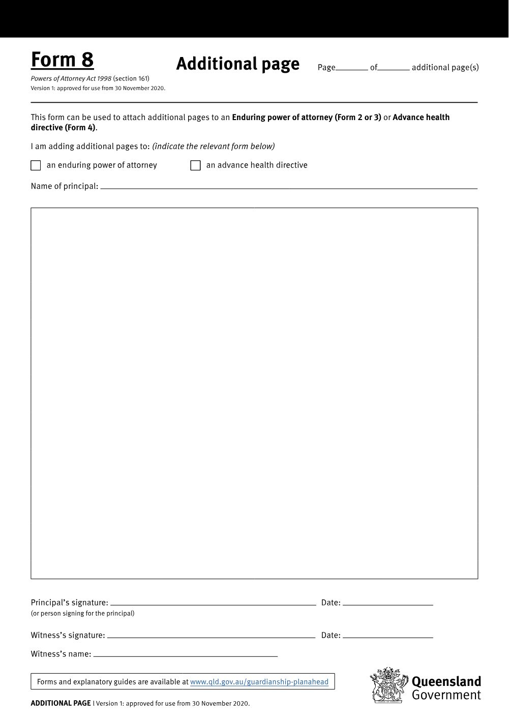 Preview of the first page of Additional page (Form 8)