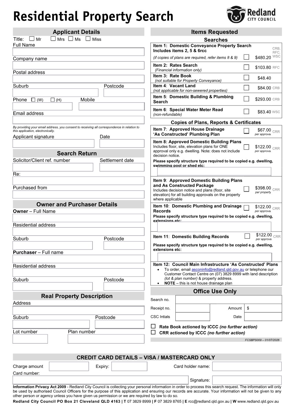 Preview of the first page of Property Information Request Form