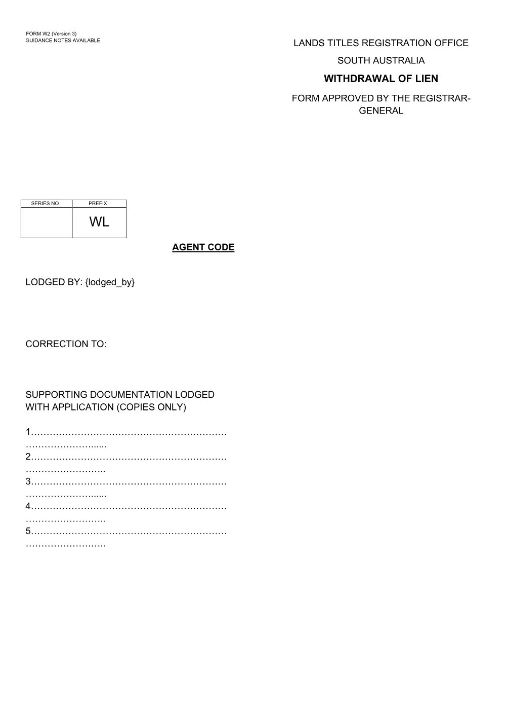 Preview of the first page of Withdrawal of Lien (W2)