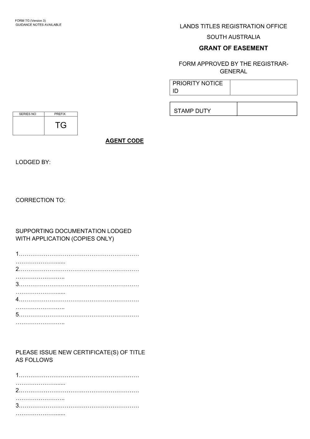 Preview of the first page of Grant of Easement (TG)