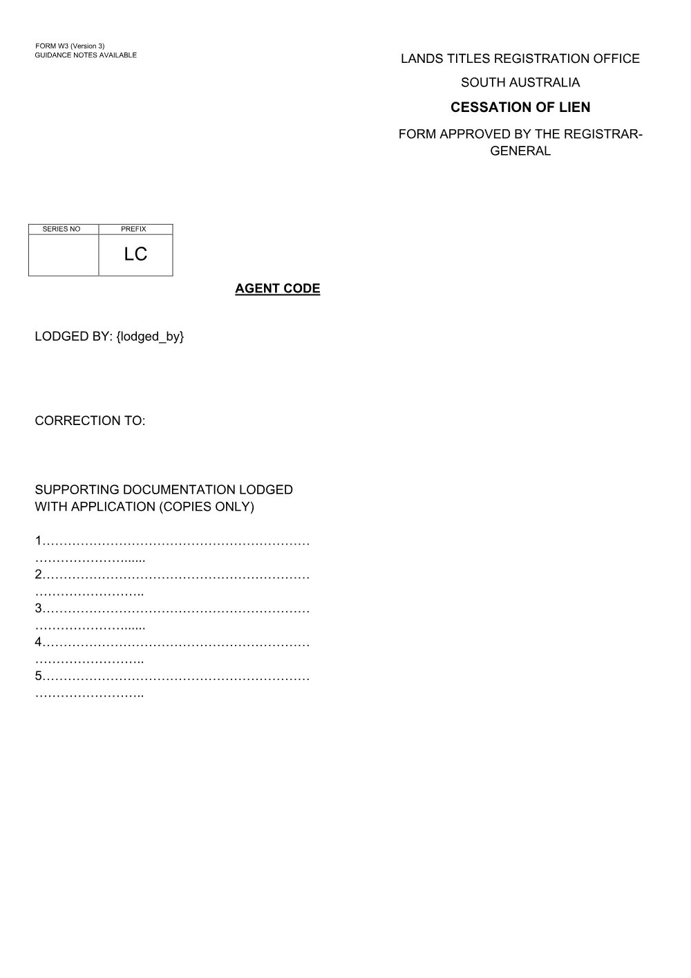 Preview of the first page of Cessation of Lien (W3)
