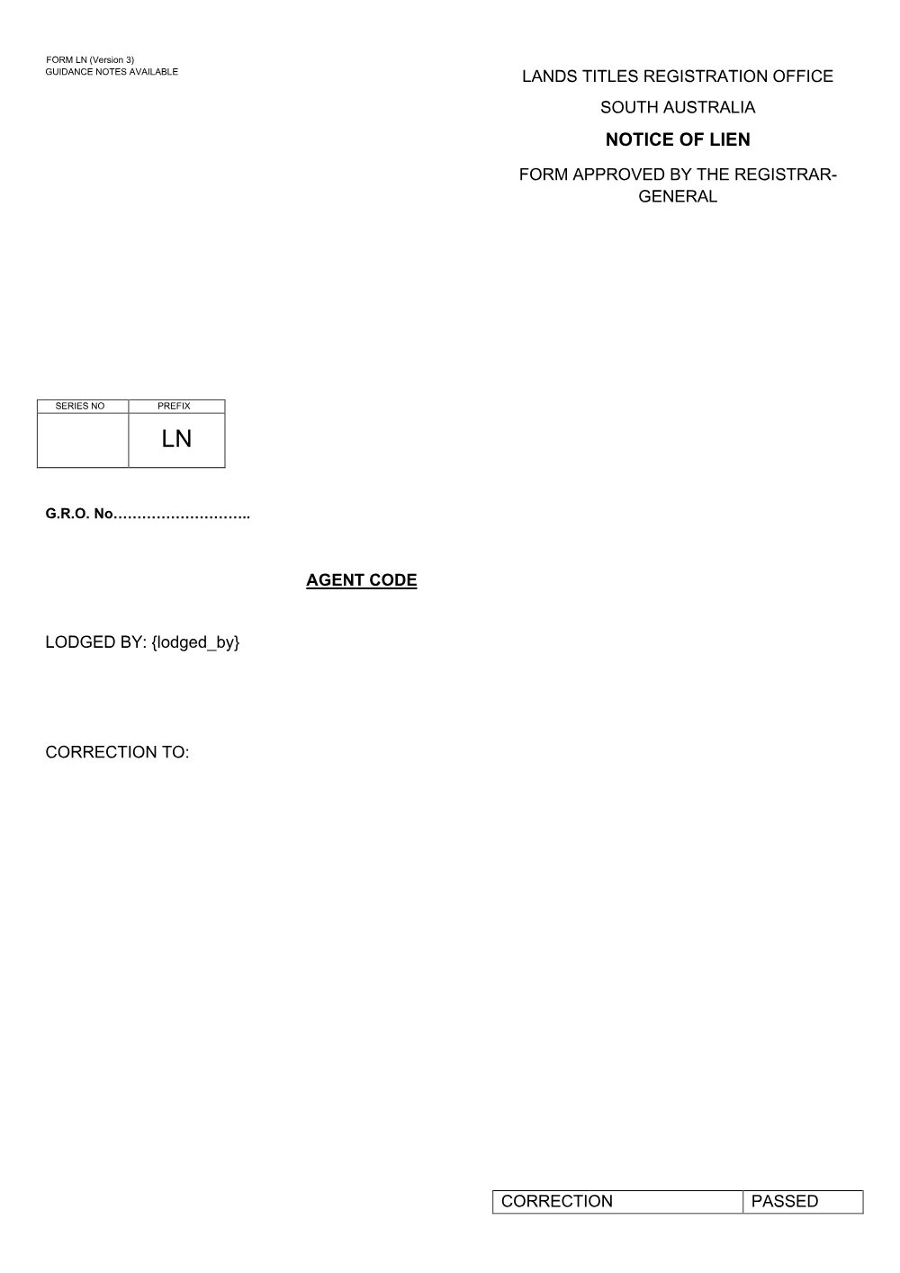 Preview of the first page of Notice of Lien (LN)