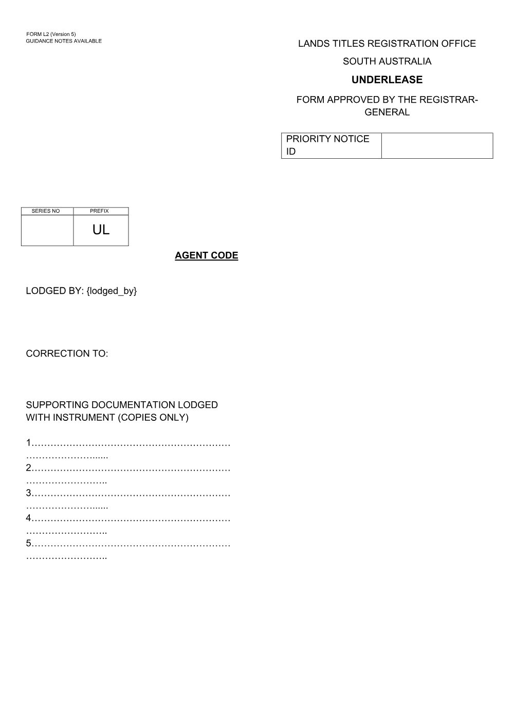 Preview of the first page of Underlease (L2)