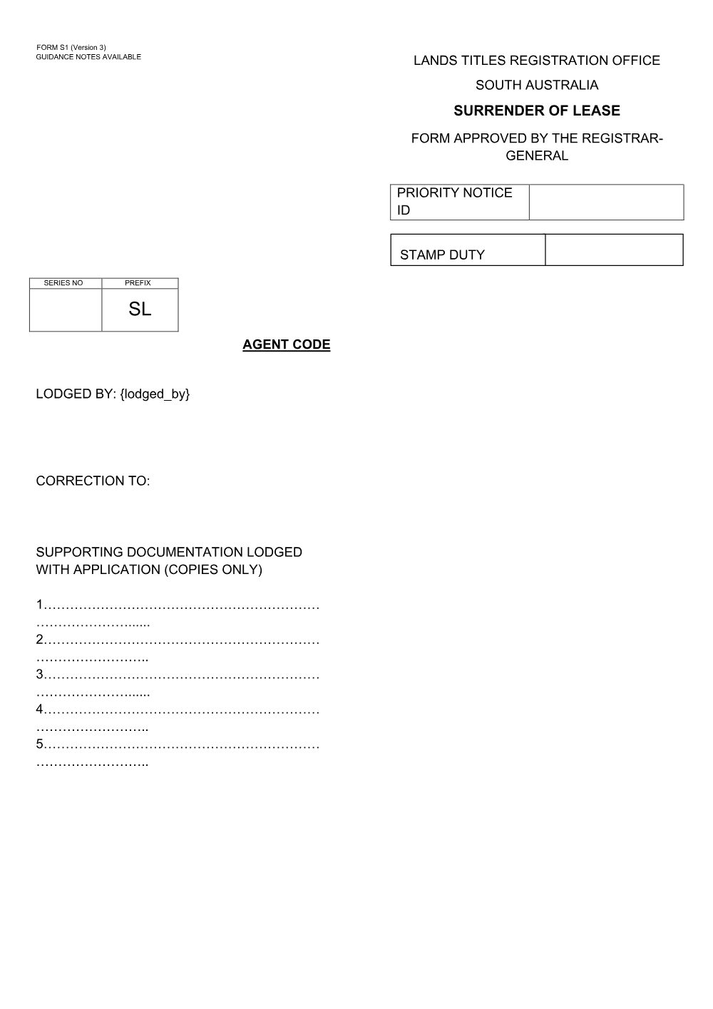 Preview of the first page of Surrender of Lease (S1)